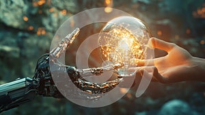 Interconnected Data Exchange between Robot Hand and Human Hand