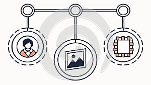 Interconnected Data Icons for Digital Communication, vector design Generative AI