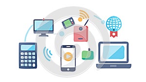 Interconnected Digital Devices - Modern Communication Network, vector design Generative AI