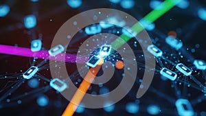 Interconnected digital network with vibrant pathways