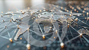 Interconnected Digital World - AI & IoT Global Network. Concept Technology Trends, AI Development,