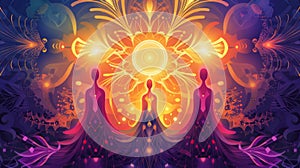 Interconnected Figures Forming Spiritual Mandala Unity