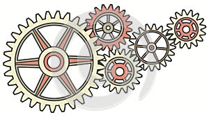 Interconnected Gear Set for Mechanical Engineering, vector design Generative AI