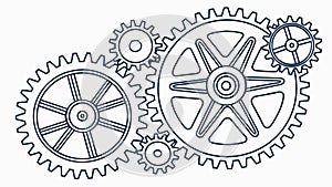 Interconnected Gear System Mechanical Flat Vector, vector design Generative AI