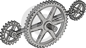 Interconnected Gear Train: Complex Mechanical System, vector design Generative AI