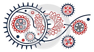 Interconnected Gears Abstract Icon, vector design Generative AI