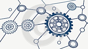 Interconnected Gears and Abstract Network, Symbolizing Efficiency, vector design Generative AI