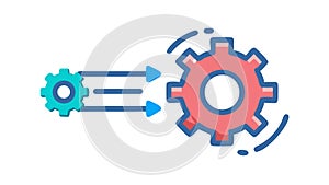 Interconnected Gears with Arrow, Progress and Innovation, vector design Generative AI