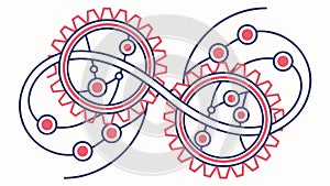 Interconnected Gears and Cogs Mechanism, vector design Generative AI