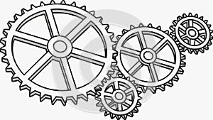 Interconnected Gears and Cogs, Symbolizing Teamwork and Engineering, vector design Generative AI