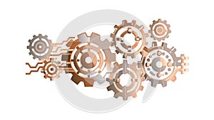 Interconnected gears icon: engineering, teamwork, process, and industrial connection, vector design Generative AI