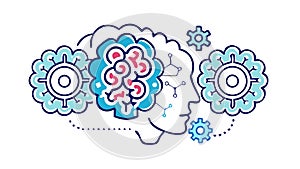 Interconnected Gears Icon, Teamwork and Mechanical Process, vector design Generative AI