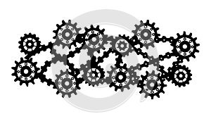 Interconnected Gears Icon: Teamwork, Mechanism Problem-Solving, vector design Generative AI
