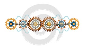 Interconnected Gears: Mechanical System Efficiency, vector design Generative AI