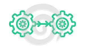 Interconnected Gears Process Flow Symbol, vector design Generative AI
