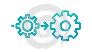 Interconnected Gears Process Icon - System & Workflow Efficiency, vector design Generative AI