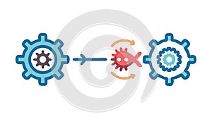 Interconnected Gears Process, Workflow Automation, vector design Generative AI
