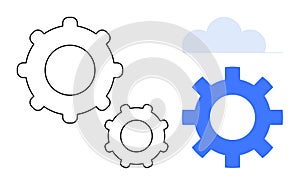 Interconnected Gears Representing Teamwork and Cloud Technology Integration