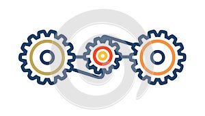 Interconnected gears, symbolizing mechanical process, teamwork, and system function. vector design Generative AI