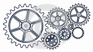 Interconnected Gears System, Complex Mechanical Vector Art, vector design Generative AI