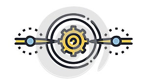 Interconnected Gears - System Integration Workflow Efficiency, vector design Generative AI