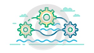 Interconnected Gears System: Process Automation and Workflow Icon, vector design Generative AI