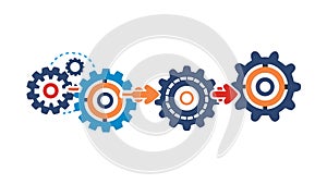 Interconnected Gears for Teamwork and Mechanical Processes, vector design Generative AI