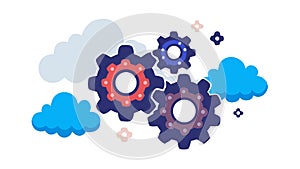 Interconnected Gears: Teamwork, Process System Integration, vector design Generative AI
