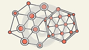 Interconnected Geometric Shapes and Node Network Abstract, vector design Generative AI