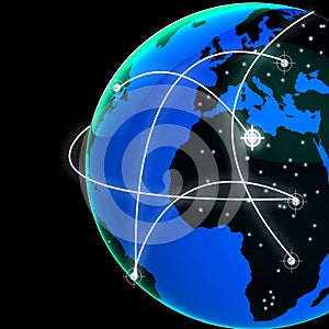 Interconnected Globe World Technology Link 3d Rendering