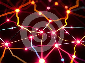 Interconnected glowing nodes creating an abstract network Ai Generated