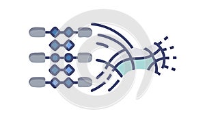Interconnected glowing nodes. Digital network and data flow. vector design Generative AI
