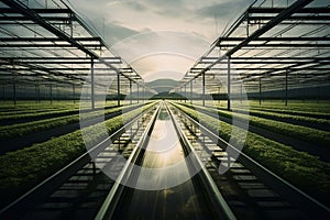 Interconnected Greenhouses: Organic Harvests in Sustainable Harmony