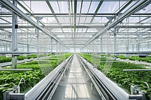 Interconnected Greenhouses: Organic Harvests in Sustainable Harmony