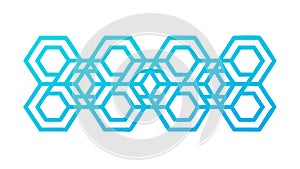 Interconnected Hexagon Geometric Pattern in Blue-Green, vector design Generative AI