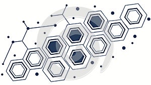 Interconnected Hexagonal Data Flow System, vector design Generative AI