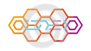 Interconnected Hexagonal Network: Digital Connectivity Data Structure, vector design Generative AI