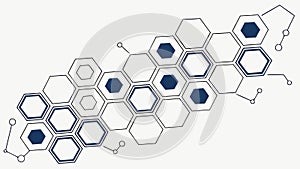 Interconnected Hexagonal Network Vector for Technology and Science, vector design Generative AI