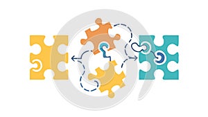 Interconnected jigsaw puzzle pieces, problem-solving and collaboration concept, vector design Generative AI