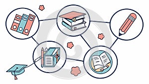 Interconnected Learning and Education Icons, vector design Generative AI