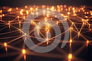 Glowing network of lines and points symbolizing technology and data flow in Generative AI