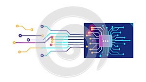 Interconnected Microchip and Circuit Board Design, vector design Generative AI