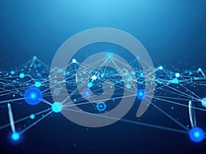 Interconnected network of blue nodes and lines