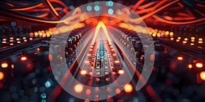 Interconnected Network of Data Servers in Technological Infrastructure. Concept Data Storage, photo