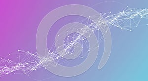 Interconnected network of dots and lines on a gradient background