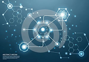 Interconnected network of futuristic hexagonal nodes and digital pathways