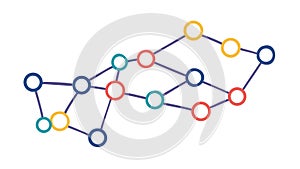 Interconnected Network Nodes: Digital System, Data Flow, AI Logic, vector design Generative AI