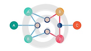 Interconnected Network Nodes Illustrating Data Flow and Connectivity, vector design Generative AI