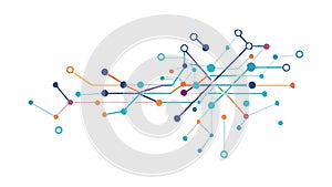 Interconnected network of nodes, representing tech and data, vector design Generative AI