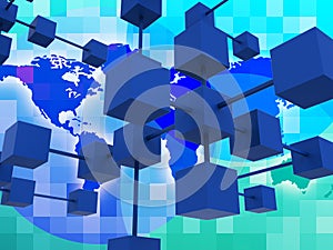 Interconnected Network Represents Global Communications And Conn